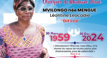Nécrologie de Madame Veuve Mvilongo, Née Mengue Léontine Leocadie